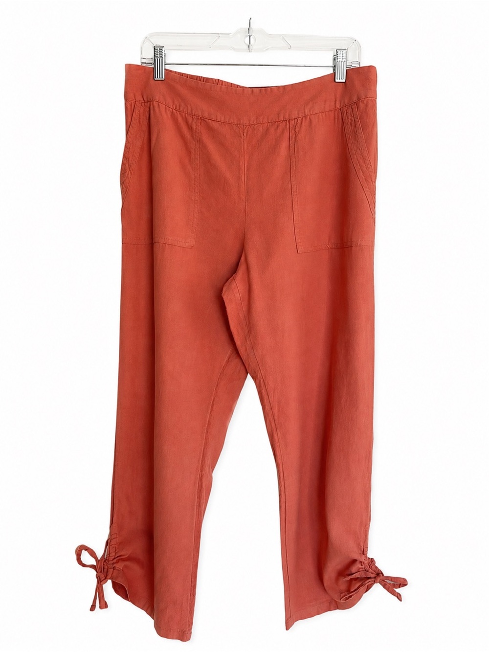 Naturals D&Co Light Rust Linen Blend Pull-On Pants Size M Tie Hem